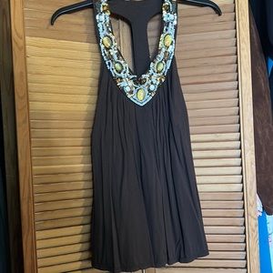 Woman’s designer brown backless shimmer tank top